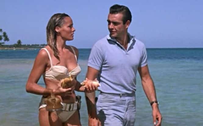 James Bond wears a polo shirt on the beach