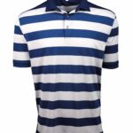 Santa Monica Rugby Stripe Performance Polo Shirt - Bright Navy Image