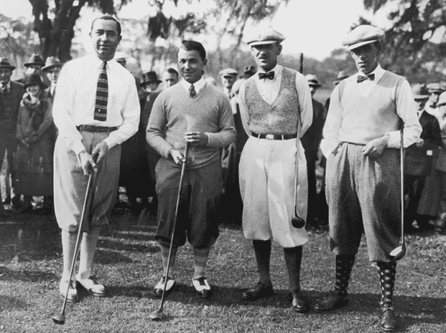 Golfers wearing ties as part of golf apparel in the 1920s