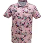 Men's Tropical Polo Shirt - Butterfly Pink Image