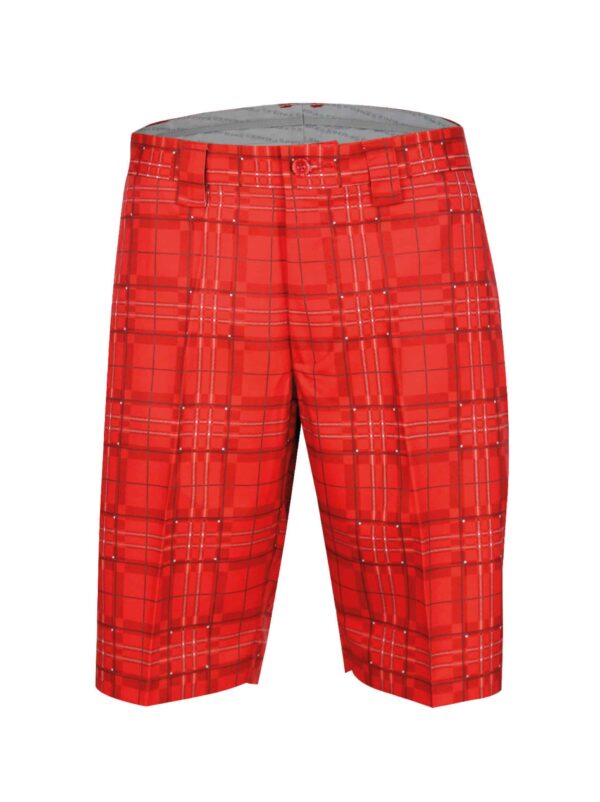 mens red tartan golf shorts
