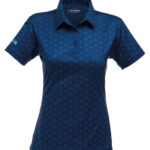 womens print golf navy polo shirt