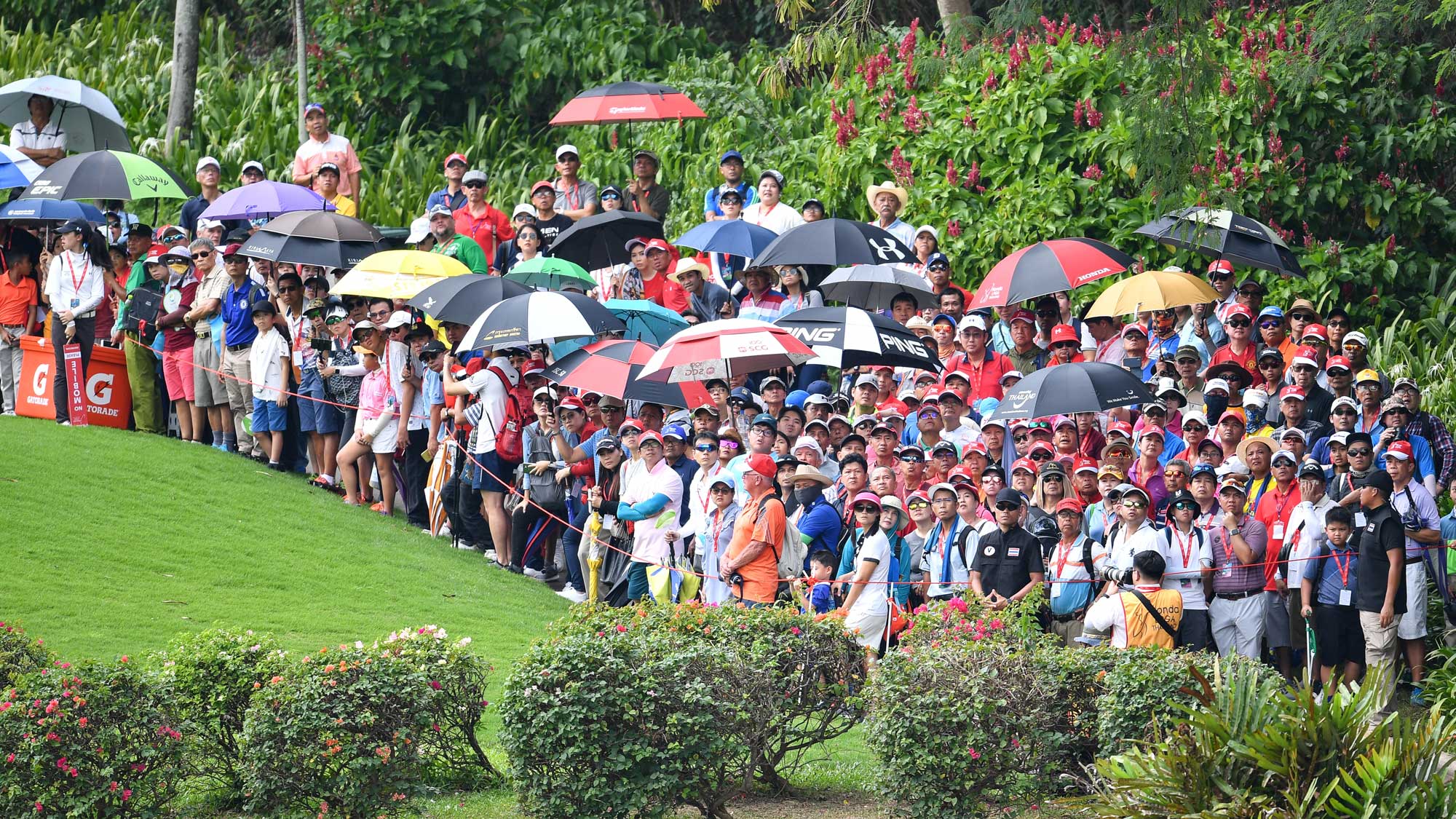crowds gather at an LPGA golf event